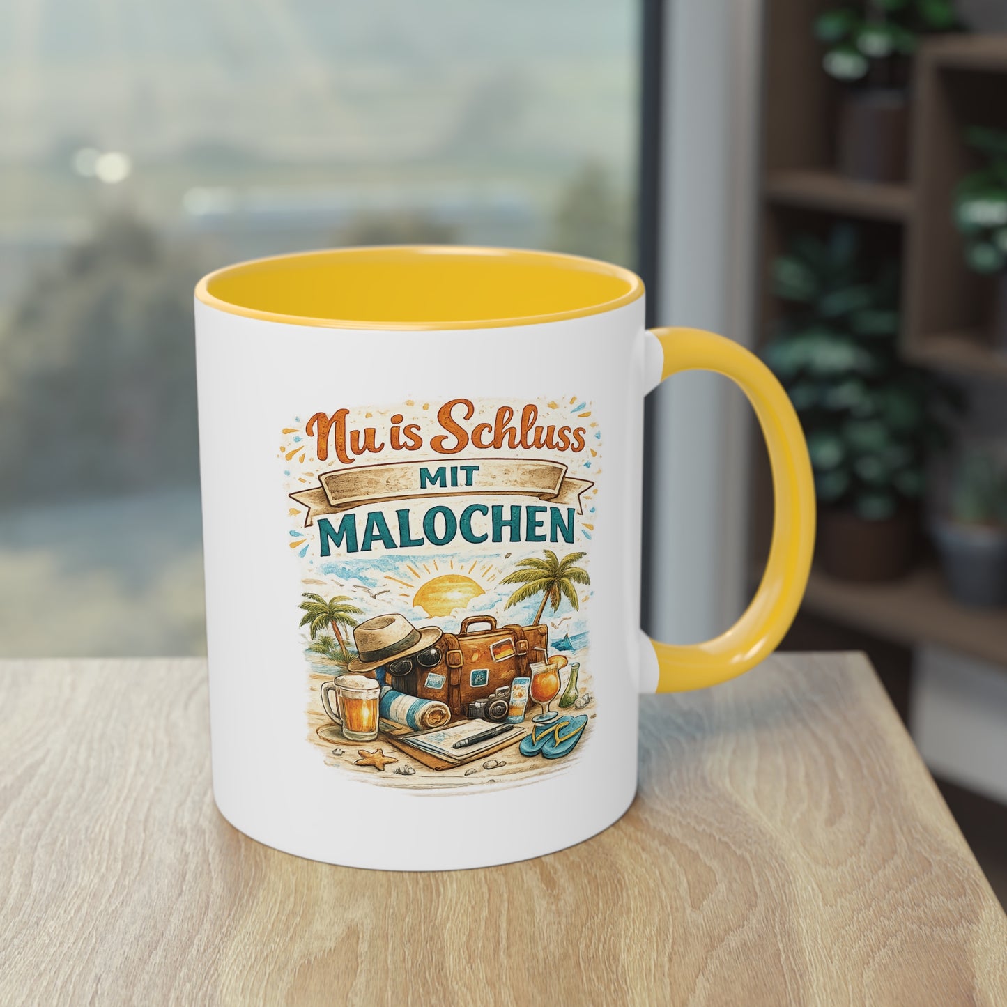 Tasse „Nu is Schluss mit Malochen“ ☕🌴🎒