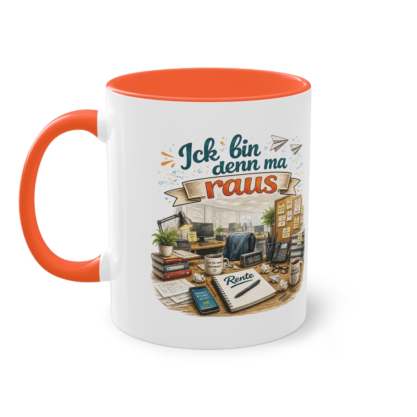Tasse „Ick bin denn ma raus – Rente Edition“ ☕📋🎉