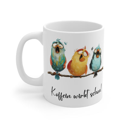 Koffein wirkt schon Vögel Tasse