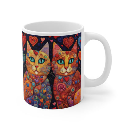 Bunte Katzen Herzen Tasse