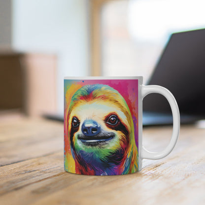Farbenfrohe Faultier-Tasse – Fröhliches Pop-Art Design 🦥🎨🌈