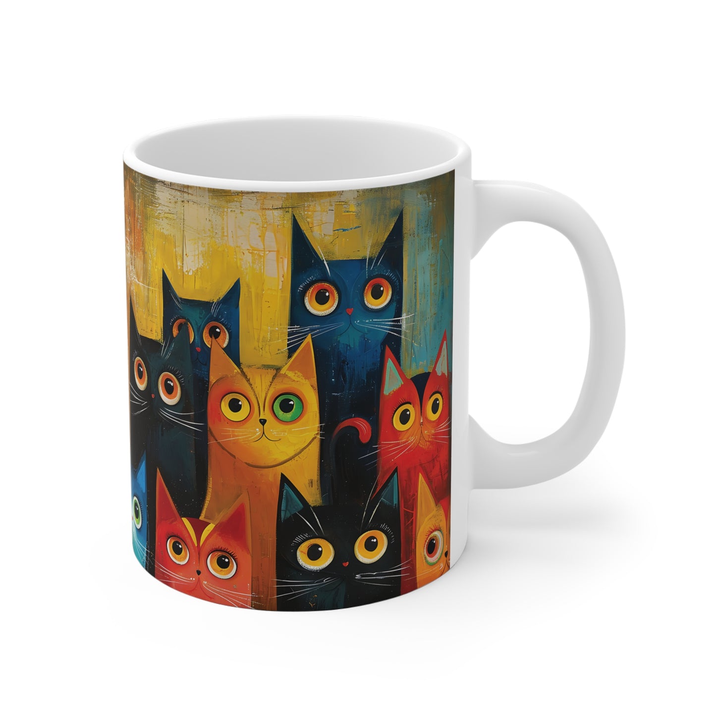 Bunte Katzen-Tasse – Modernes Kunstdesign mit Katzencharme 🐱🎨✨