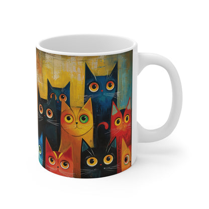 Bunte Katzen-Tasse – Modernes Kunstdesign mit Katzencharme 🐱🎨✨