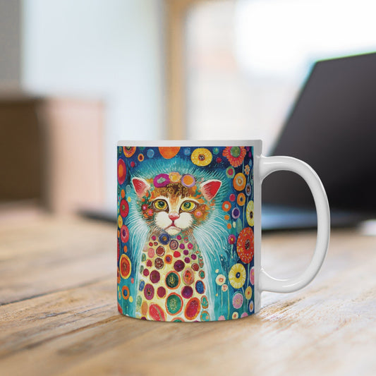 Niedliche Katze – Farbenfrohe Kaffee Tasse mit Katzenmotiv für Katzenliebhaber