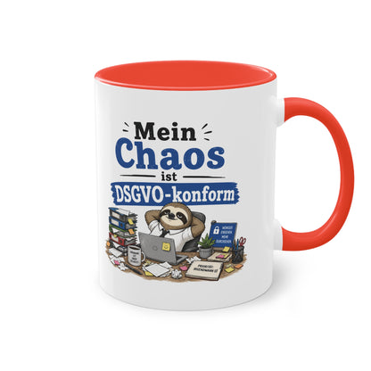Tasse „Mein Chaos ist DSGVO-konform.“ – Lustige Bürotasse mit Humor