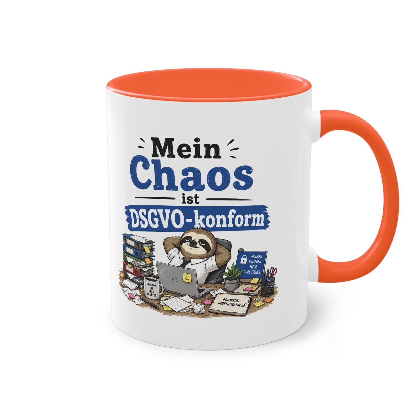 Tasse „Mein Chaos ist DSGVO-konform.“ – Lustige Bürotasse mit Humor
