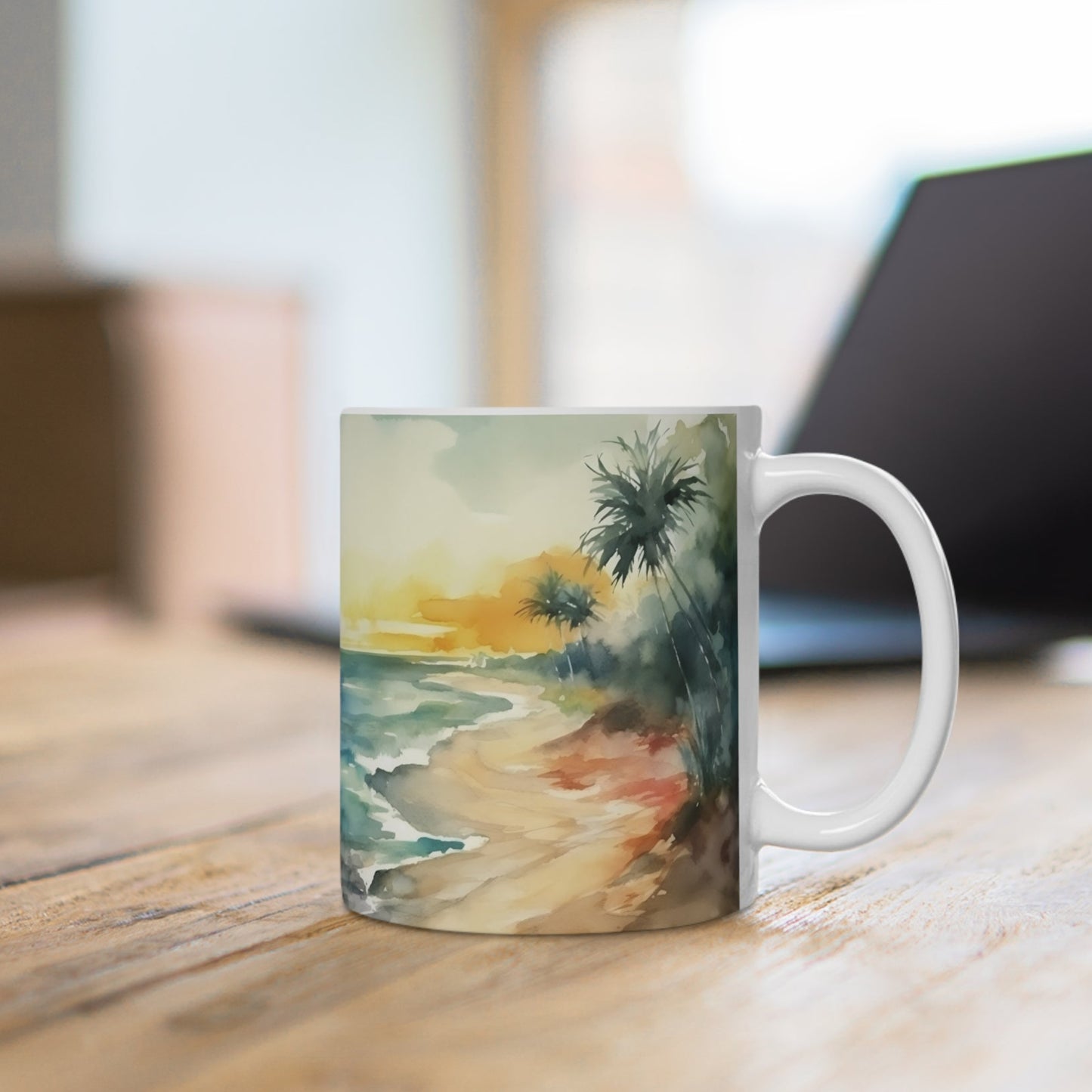 Aquarell-Strand Tasse – Urlaubsgefühl für jeden Tag 🌴🌊☕