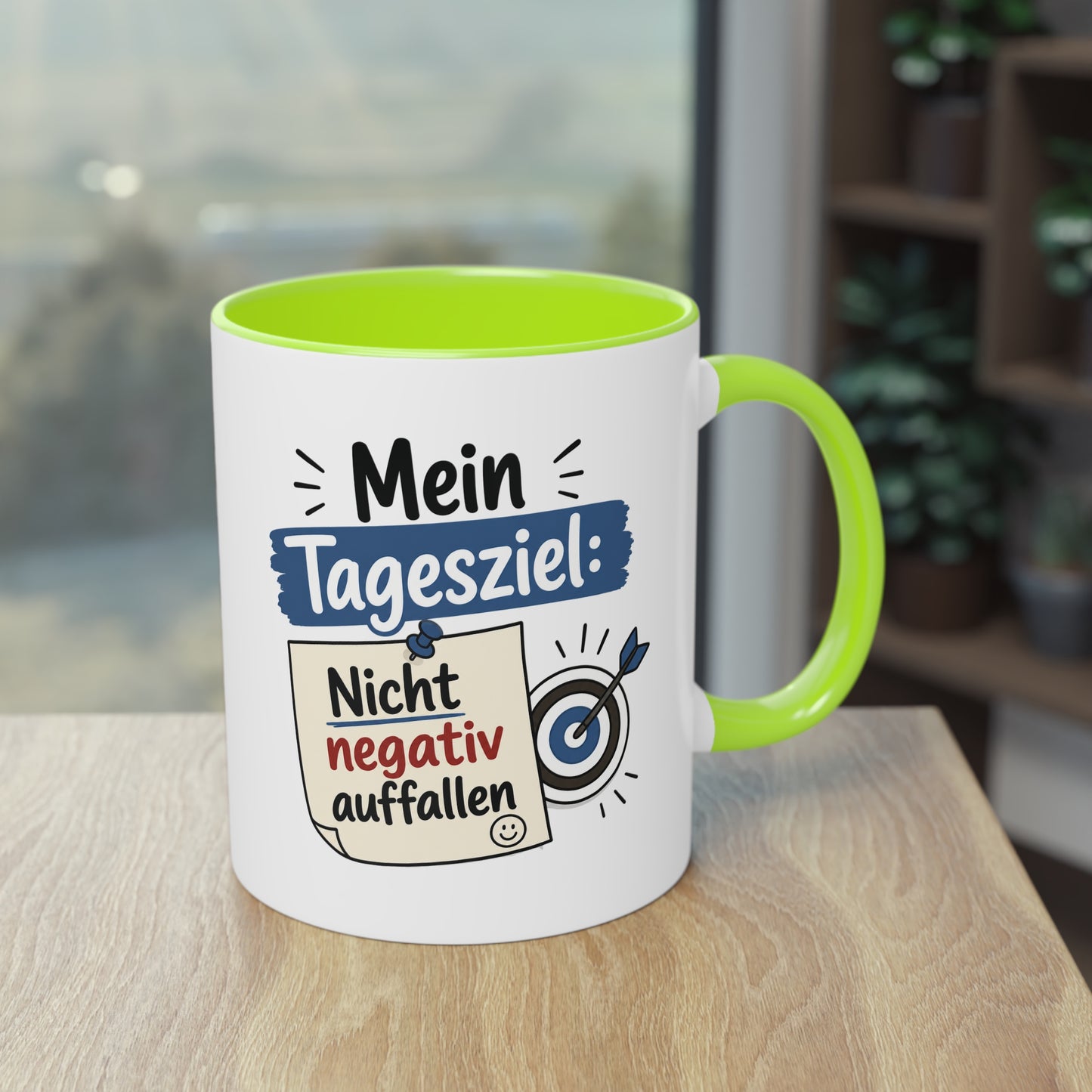 Tasse „Mein Tagesziel: Nicht negativ auffallen“ – Lustige Bürotasse mit Humor