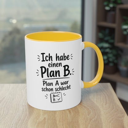 Tasse „Ich habe einen Plan B. Plan A war schon schlecht.“ – Für alle mit Humor und Improvisationstalent