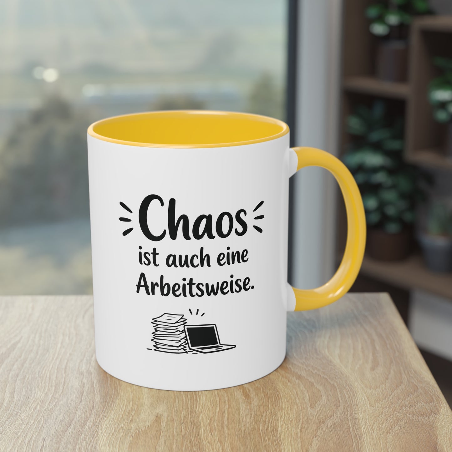 Tasse „Chaos ist auch eine Arbeitsweise.“ – Lustige Bürotasse mit Humor