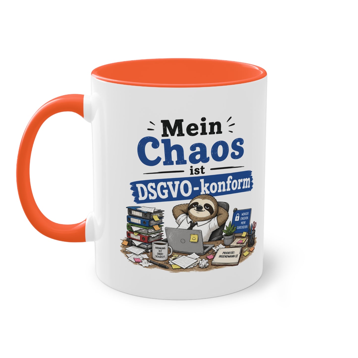 Tasse „Mein Chaos ist DSGVO-konform.“ – Lustige Bürotasse mit Humor
