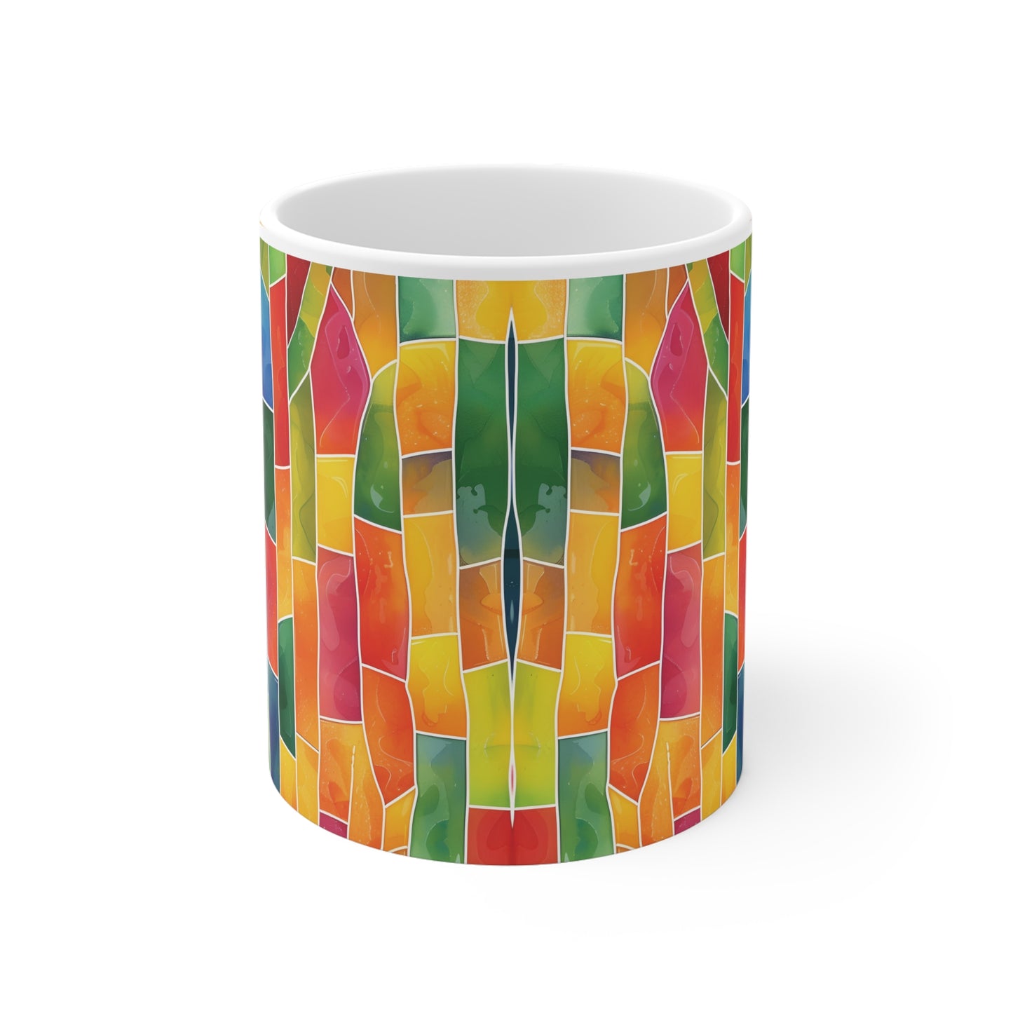 Bunte Mosaik Regenbogen Tasse | Farbenfroher Abstract Becher