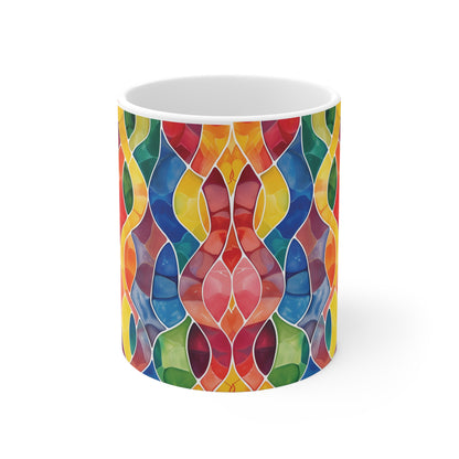 Regenbogen Welle Mosaik Tasse | Bunter Abstract Becher Farbrausch