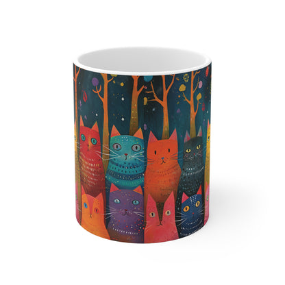 Bunte Katzen-Tasse – Verspieltes Kunstdesign für Katzenliebhaber 🐱🎨✨