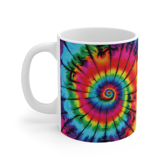 Batik-Tasse – Psychedelisches Farbenspiel im Retro-Look 🌈✨☕