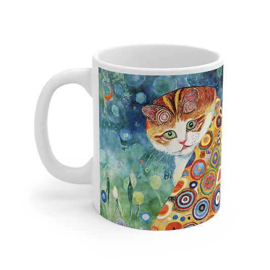 Katzen Tasse Art– Künstlerische Kaffee Tasse mit farbenfrohem Katzenmotiv für Katzenliebhaber