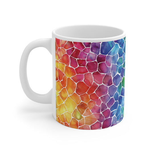 Regenbogen Mosaik Welle Tasse | Bunter Abstrakt Becher Farbenrausch