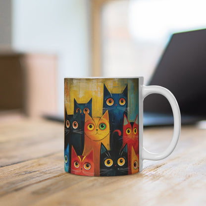 Bunte Katzen-Tasse – Modernes Kunstdesign mit Katzencharme 🐱🎨✨
