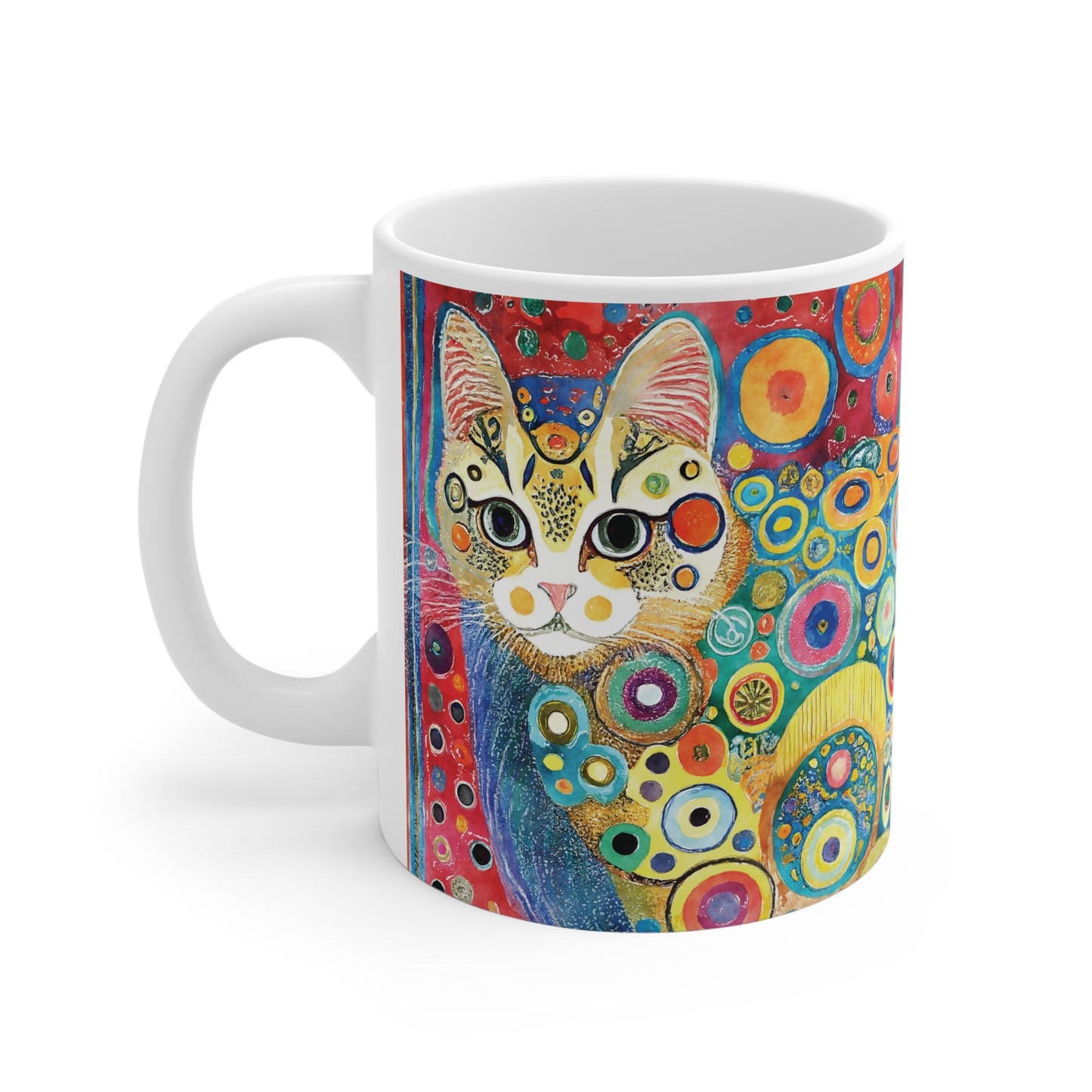 Katzen Tasse bunt – Künstlerische Kaffee Tasse mit farbenfrohem Katzenmotiv für Katzenliebhaber