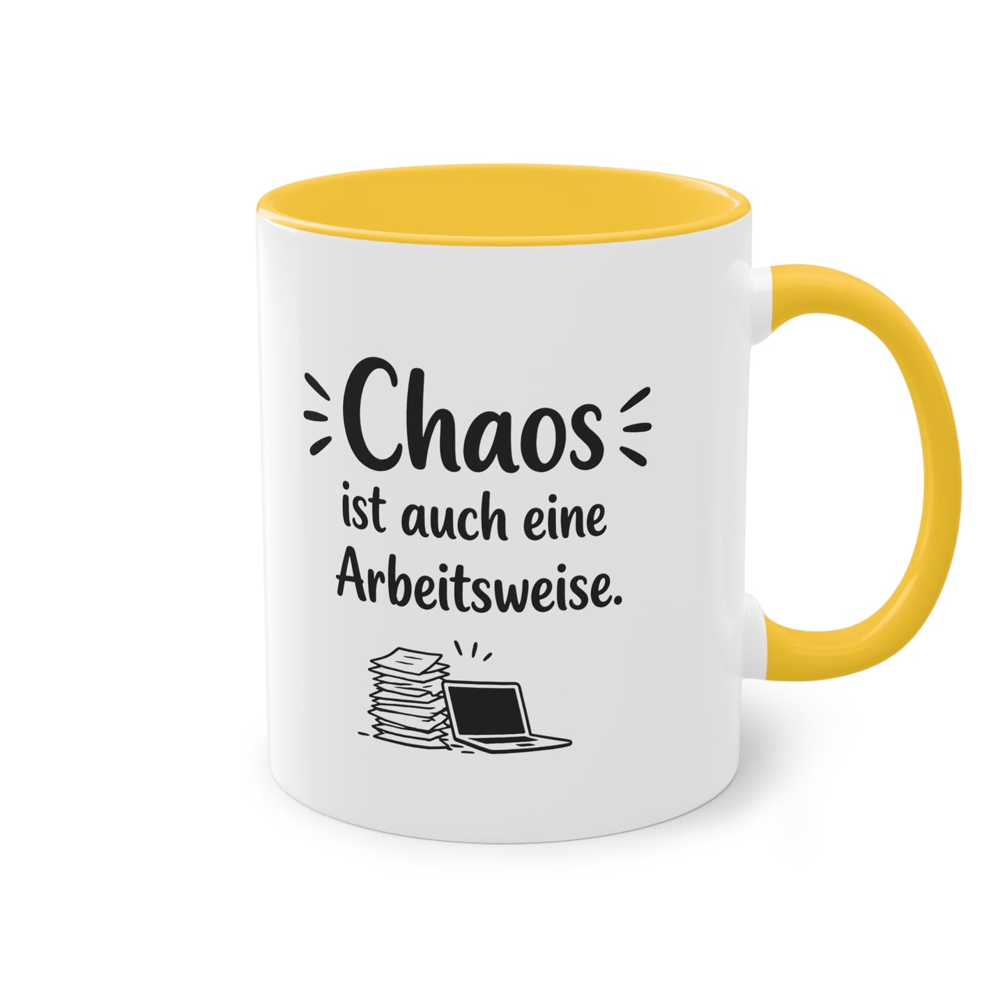 Tasse „Chaos ist auch eine Arbeitsweise.“ – Lustige Bürotasse mit Humor