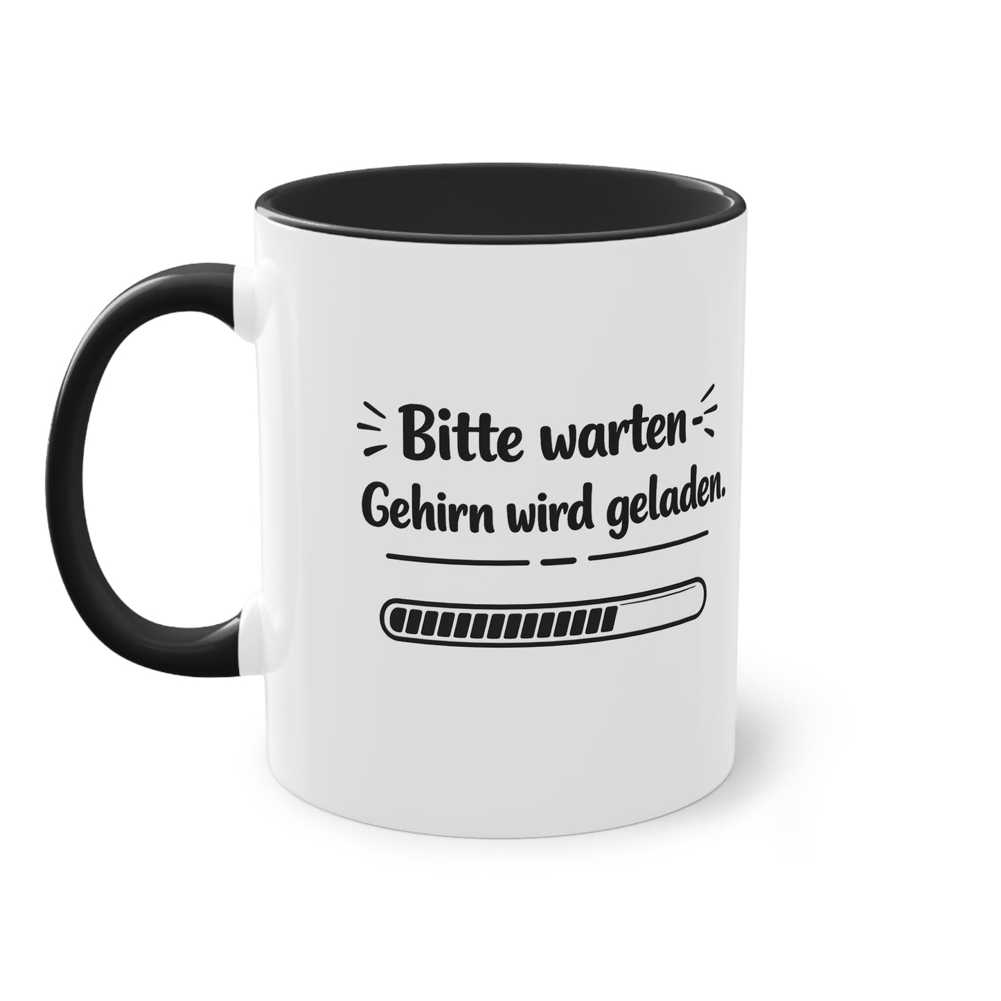 Tasse „Bitte warten. Gehirn wird geladen.“ – Lustige Bürotasse mit Humor