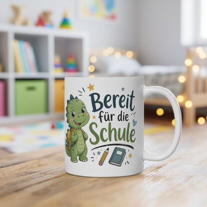 Tasse „Bereit für die Schule“  mit Dino