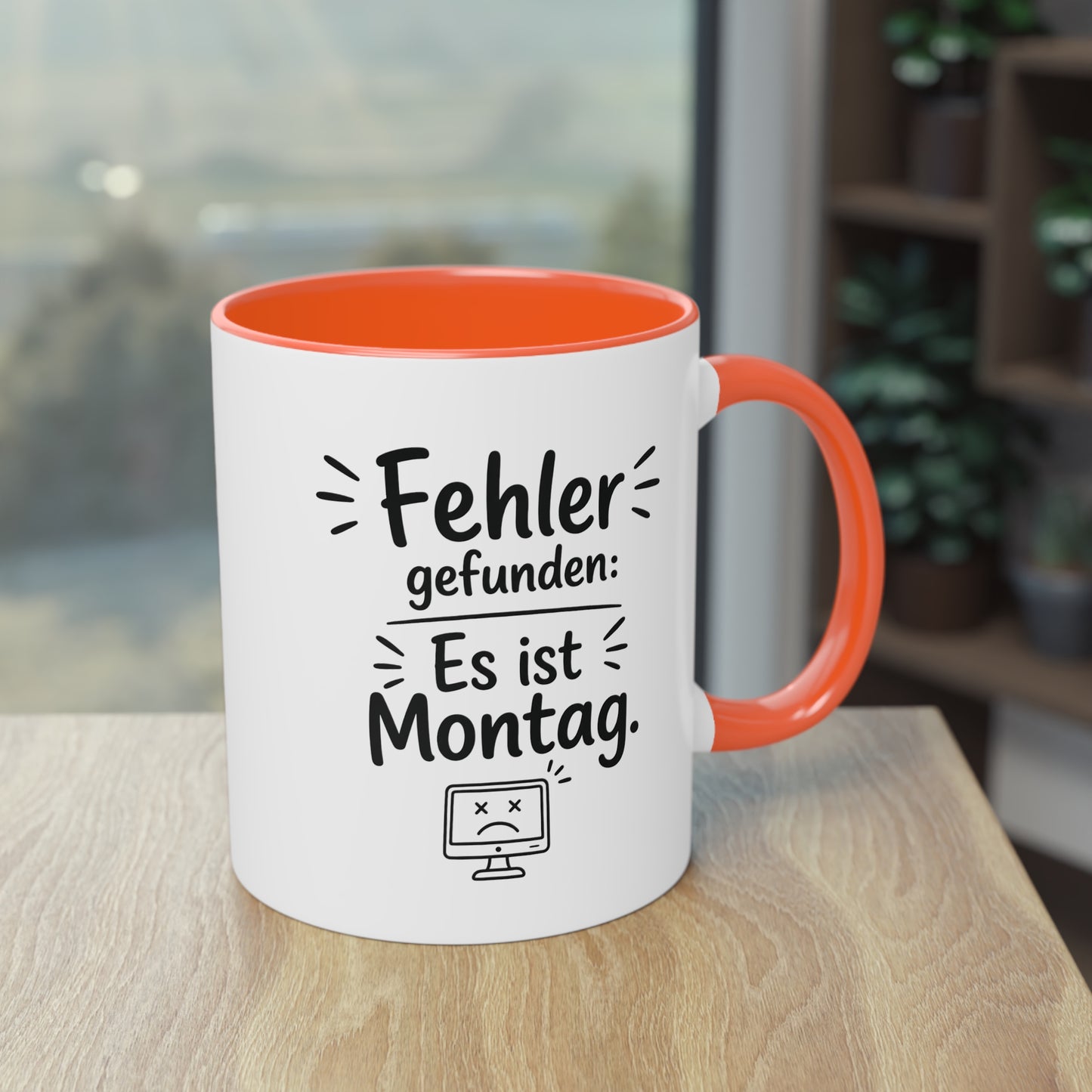 Tasse „Fehler gefunden: Es ist Montag.“ – Lustige Bürotasse mit Humor