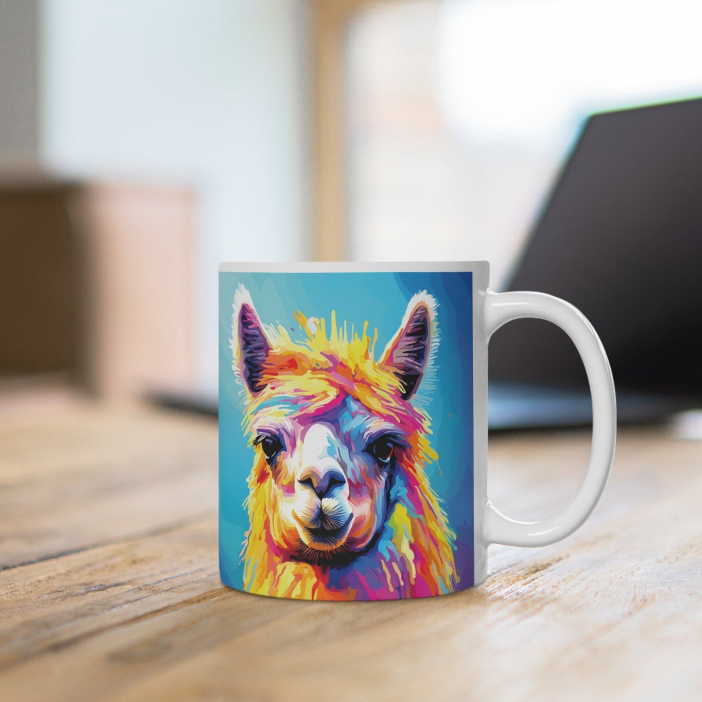Farbenfrohe Alpaka-Tasse – Modernes Pop-Art Design 🦙🎨✨