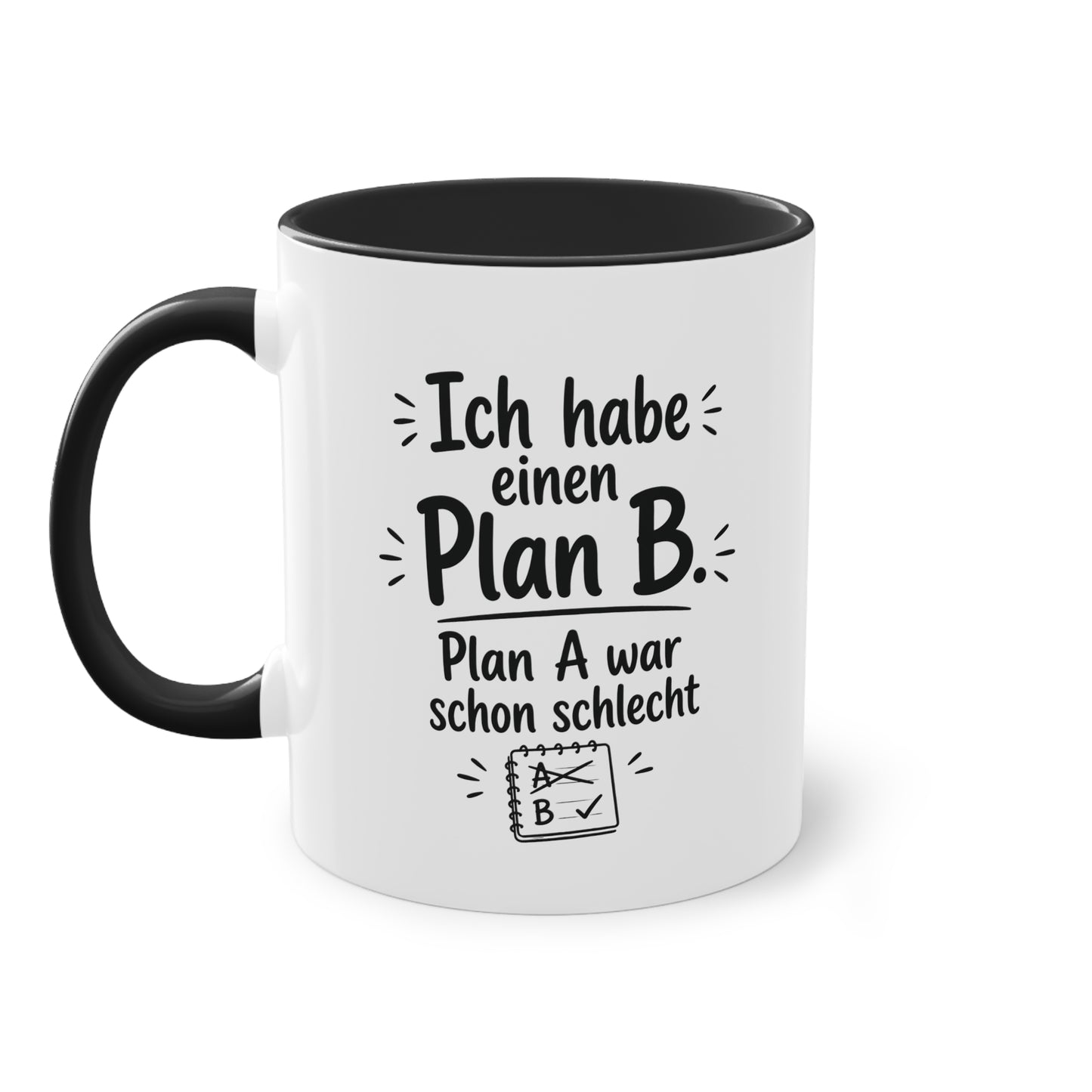 Tasse „Ich habe einen Plan B. Plan A war schon schlecht.“ – Für alle mit Humor und Improvisationstalent