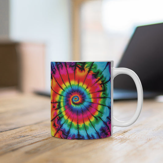Batik-Tasse – Psychedelisches Farbenspiel im Retro-Look 🌈✨☕