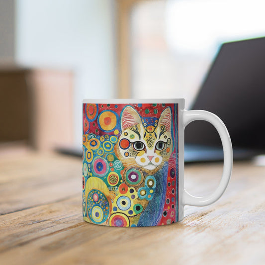 Katzen Tasse bunt – Künstlerische Kaffee Tasse mit farbenfrohem Katzenmotiv für Katzenliebhaber