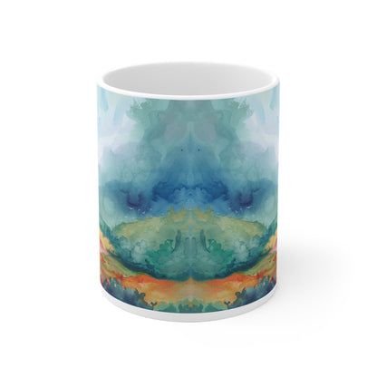 Aquarell-Landschaft Tasse – Farbenfrohe Naturkunst für entspannte Genussmomente 🌿🎨☕
