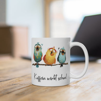 Koffein wirkt schon Vögel Tasse