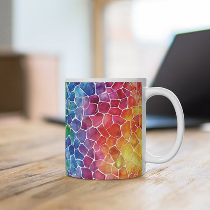 Regenbogen Mosaik Welle Tasse | Bunter Abstrakt Becher Farbenrausch