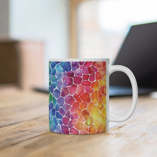 Regenbogen Mosaik Welle Tasse | Bunter Abstrakt Becher Farbenrausch