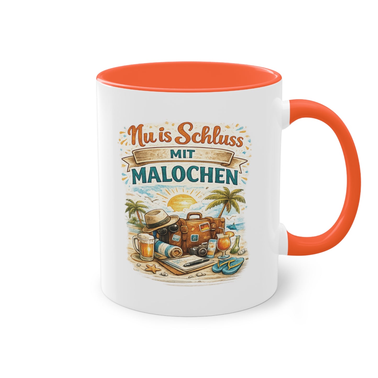 Tasse „Nu is Schluss mit Malochen“ ☕🌴🎒