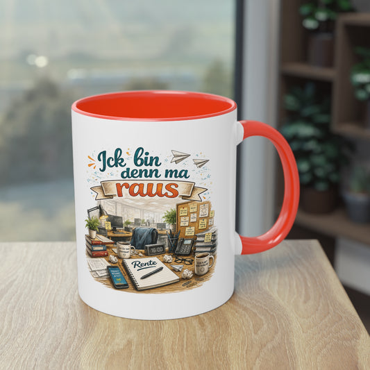 Tasse „Ick bin denn ma raus – Rente Edition“ ☕📋🎉