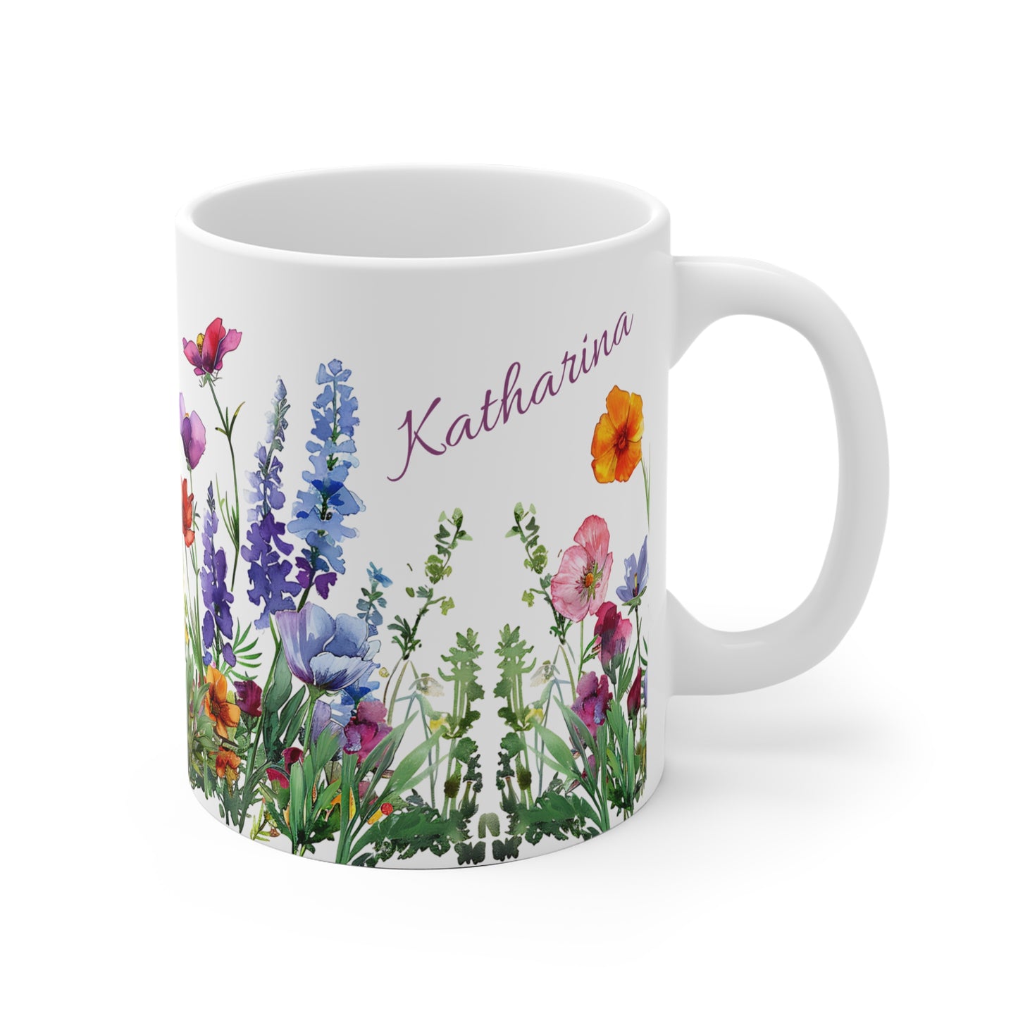 Personalisierte Wildblumen Tasse – Dein Name inmitten einer blühenden Blumenwiese