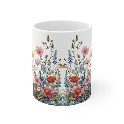 Wildblumen Wiese Tasse | Bunte Blumenwiese Becher Naturmotiv