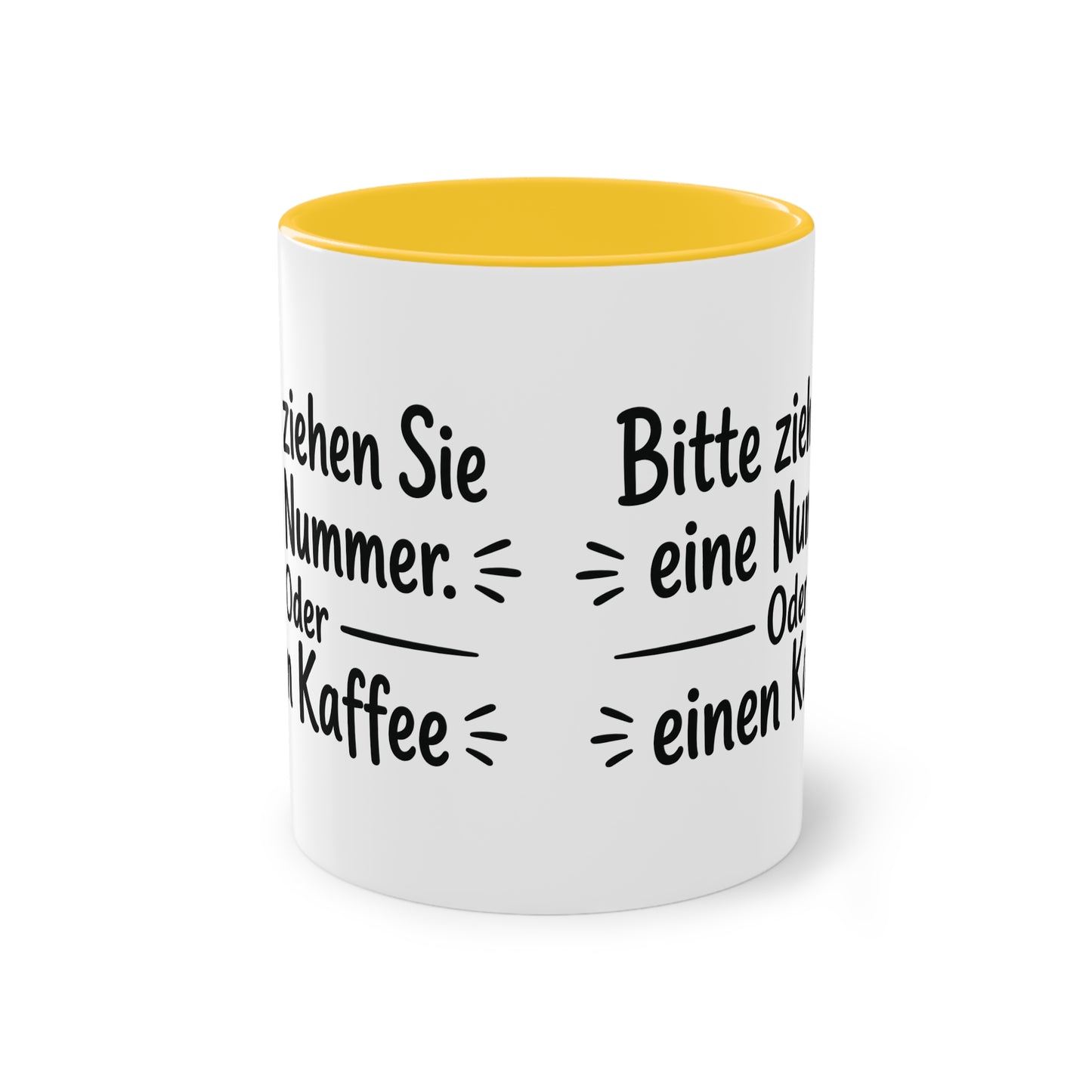 Tasse „Bitte ziehen Sie eine Nummer. Oder einen Kaffee.“ – Humorvolle Behördentasse