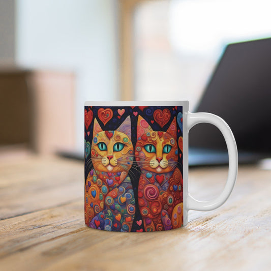 Bunte Katzen Herzen Tasse