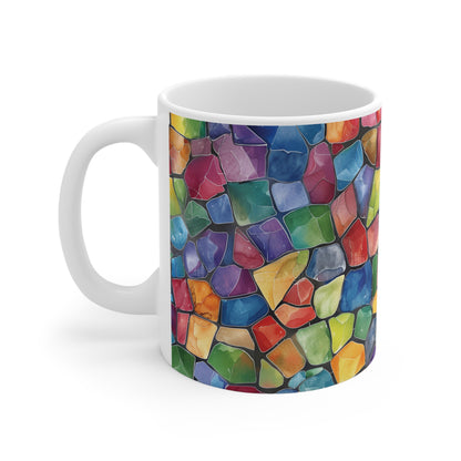 Mosaik Tasse bunt – Farbenfrohe Kaffee Tasse mit modernem Kunst-Design für kreative Wohnmomente