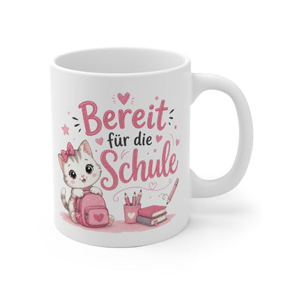 Tasse „Bereit für die Schule“ – Süße Katzen-Tasse zur Einschulung