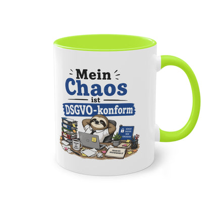 Tasse „Mein Chaos ist DSGVO-konform.“ – Lustige Bürotasse mit Humor