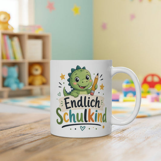 Tasse „Endlich Schulkind“ mit Dino