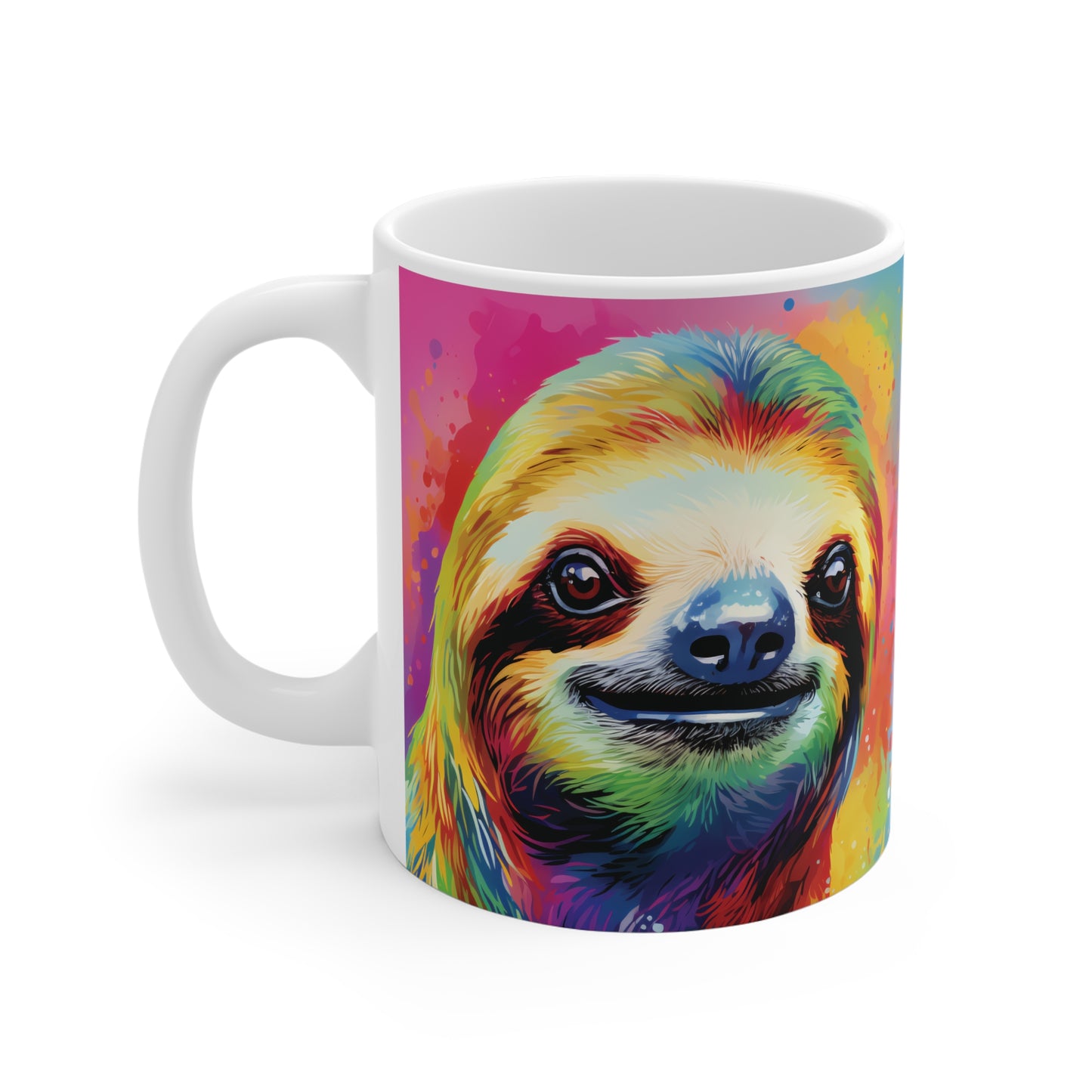 Farbenfrohe Faultier-Tasse – Fröhliches Pop-Art Design 🦥🎨🌈