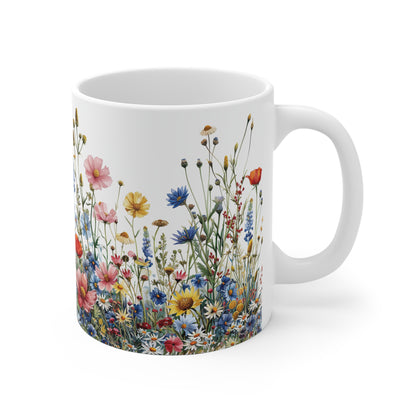 Wildblumen Wiese Tasse | Bunte Blumenwiese Becher Naturmotiv