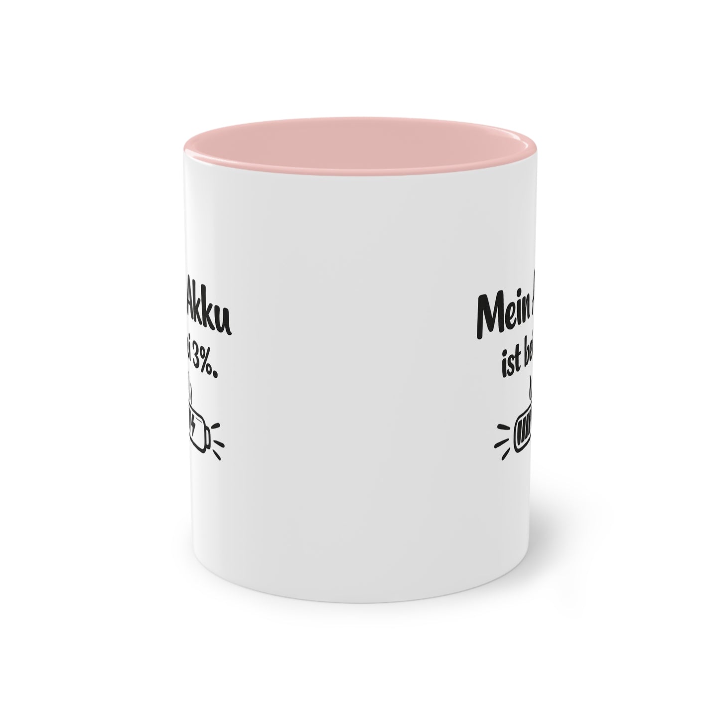 Tasse „Mein Akku ist bei 3 %.“ – Lustige Bürotasse mit Humor