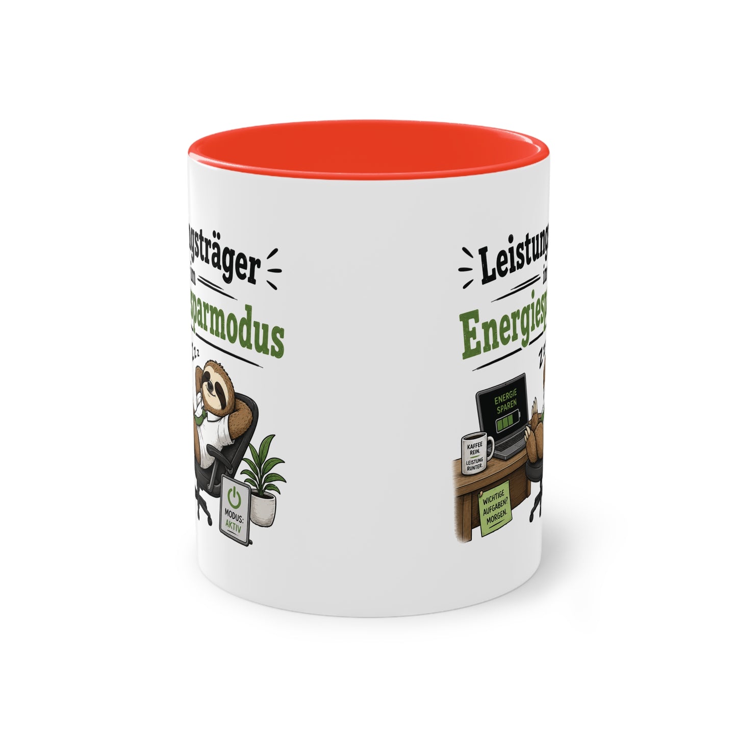 Tasse „Leistungsträger im Energiesparmodus“ – Lustige Bürotasse mit Faultier-Motiv