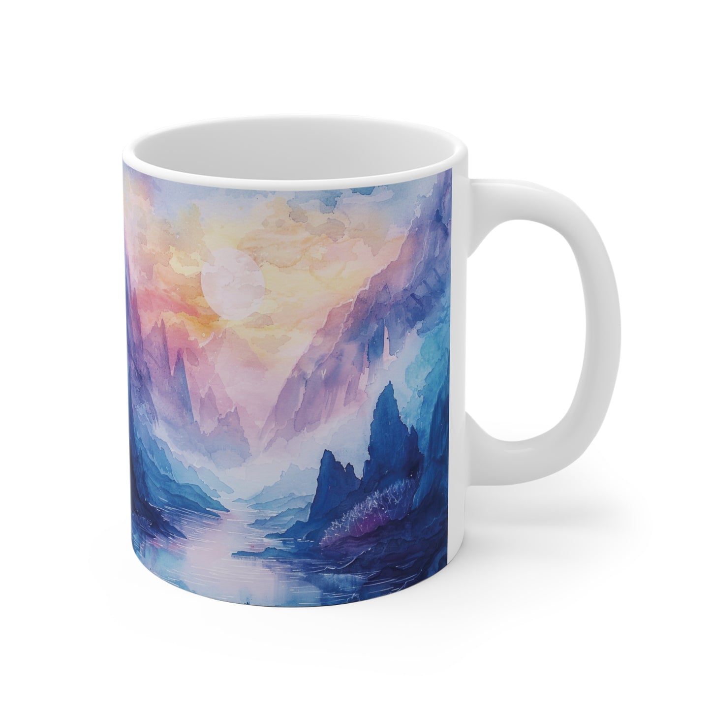 Aquarell-Landschaft Tasse – Traumhafte Farben für entspannte Genussmomente 🎨🏔️☕